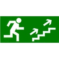 Знак "Направление к эвакуационному выходу по лестнице вверх" флуоресцентный 150х300