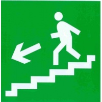 Знак "Направление к эвакуационному выходу по лестнице вниз" 200х200